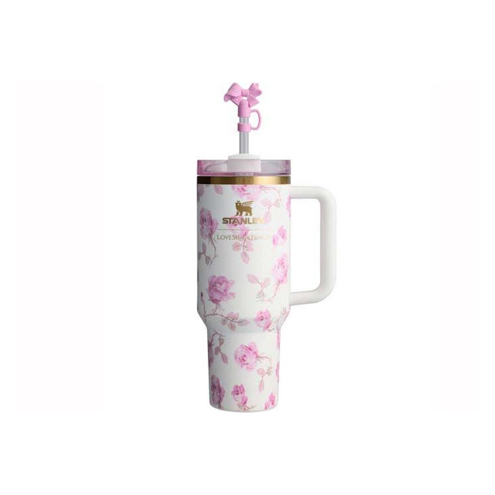 New in Box Stanley LoveShackFancy Ribbon Rosa 40oz Quencher Tumbler Floral Pink - Picture 2 of 10